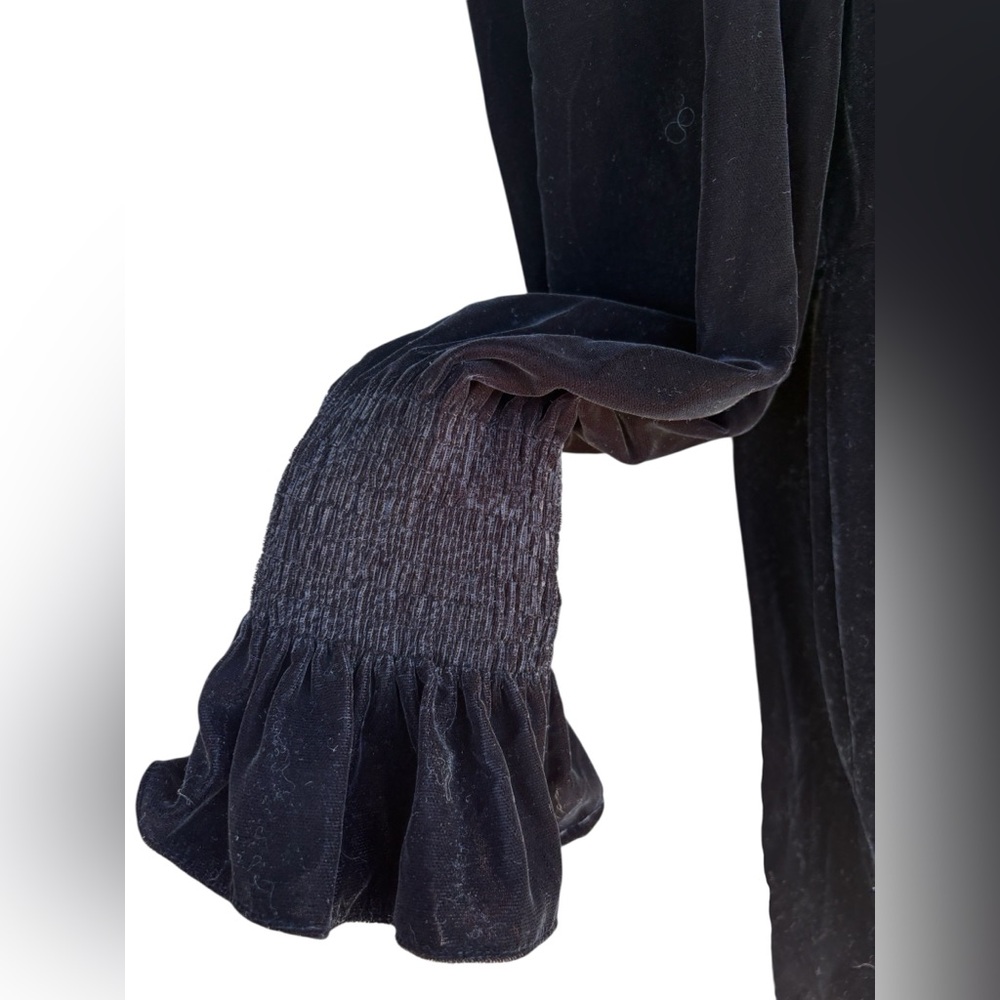 Zara Black Long Sleeve velvet mini Dress Sz XL mock neck ruffle sleeve preloved - Picture 7 of 10